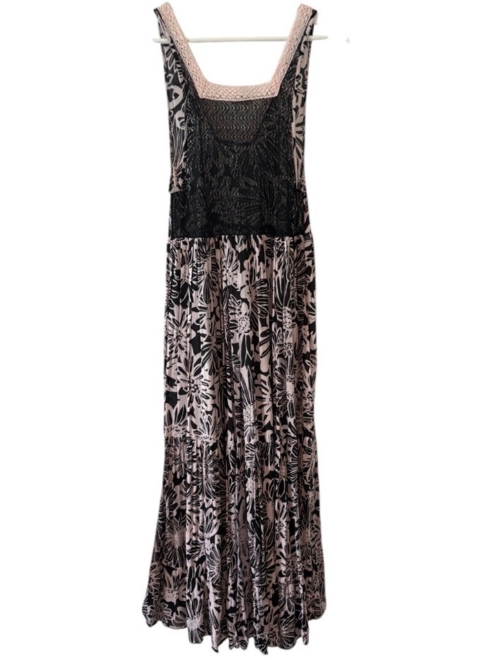 NWOT Free People Black & Pink Tiers To You Maxi Dress Crochet Details - Picture 5 of 7